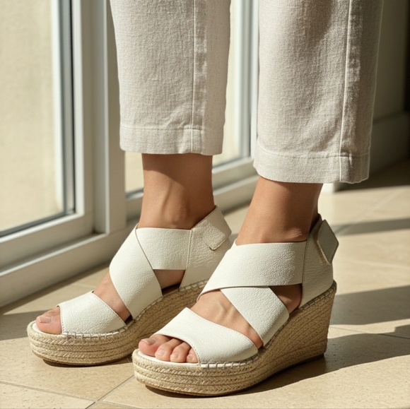 Eileen Fisher Shoes - Eileen Fisher Elegant Cream Leather Wedges